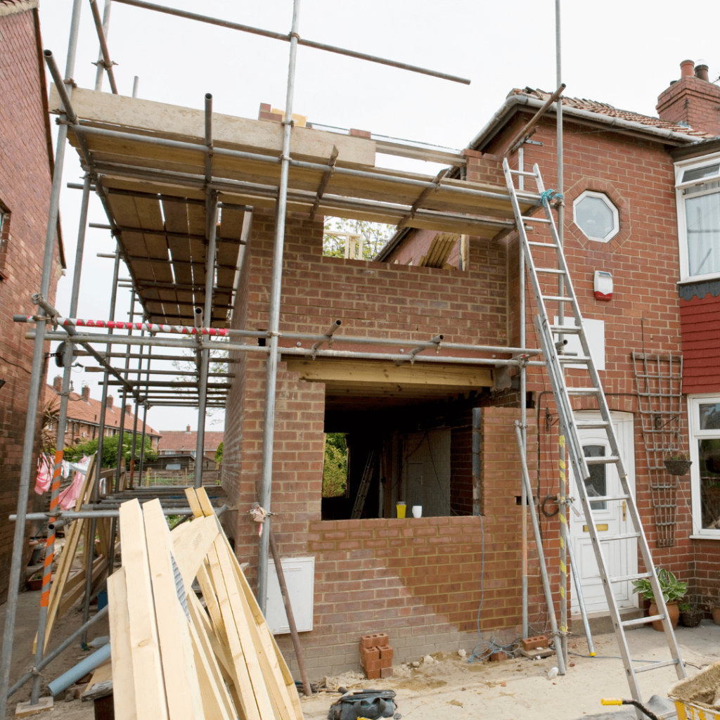 scaffolding on house