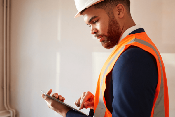 surveyor checking clip board